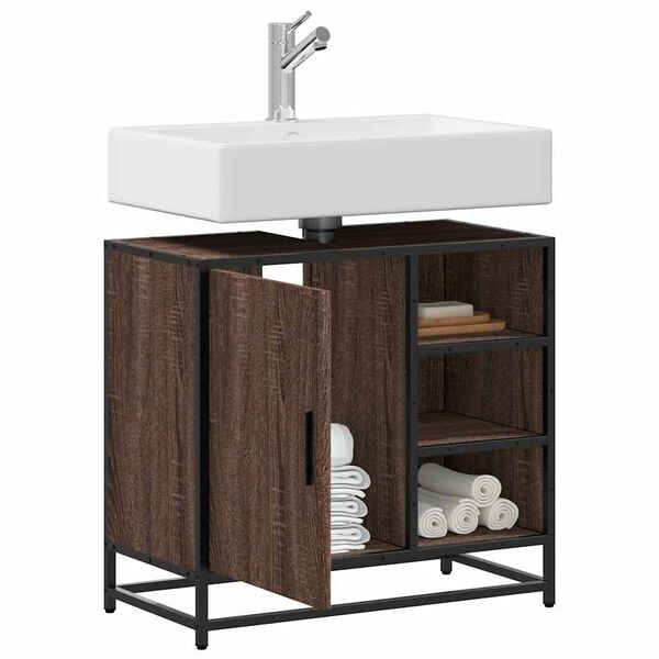vidaXL Armoire de lavabo de salle de bain ch&ecirc;ne marron 65x33x60 cm
