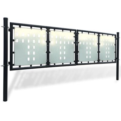vidaXL Portail simple de clôture Noir 300x125 cm