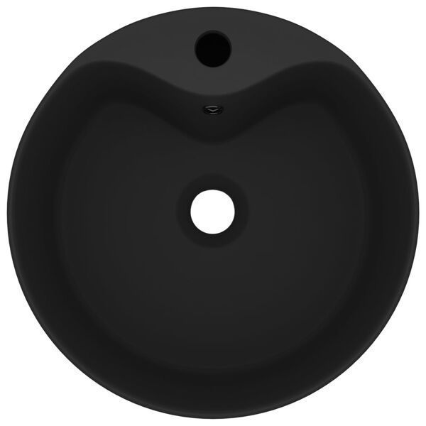 vidaXL Lavabo de luxe avec trop-plein Noir mat 36x13 cm Céramique