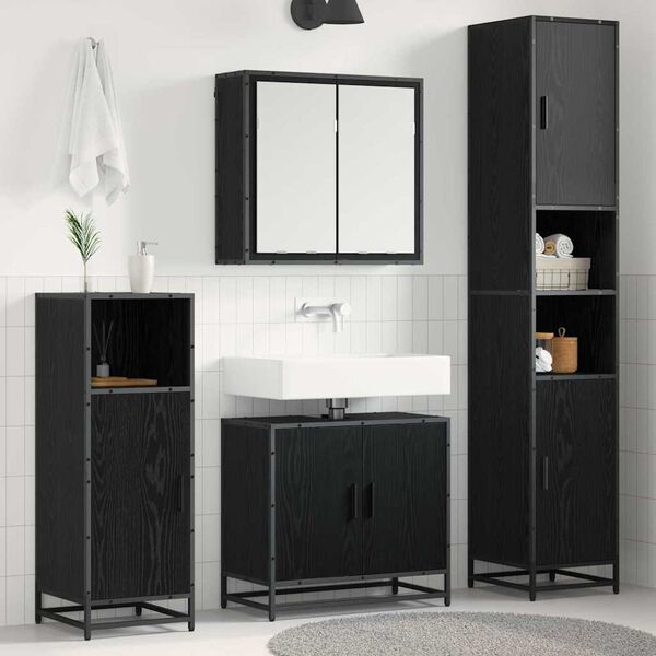 vidaXL Ensemble de mobilier de salle de bain 3 pcs Ch&ecirc;ne noir