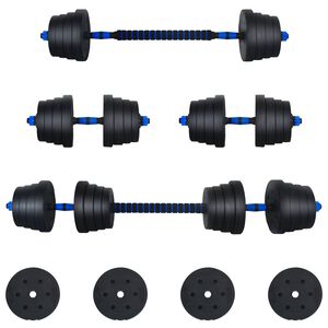 vidaXL Set d'halt&egrave;res 2-en-1 40kg Noir et Bleu Ciment et sable de fer