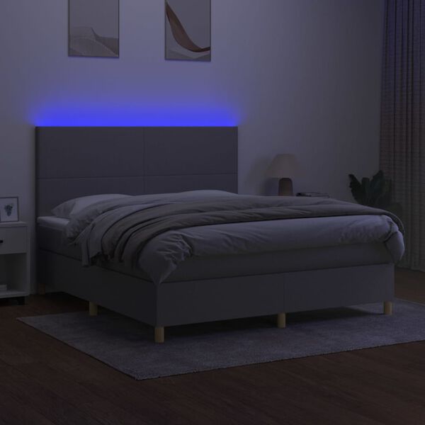 vidaXL Sommier &agrave; lattes de lit et matelas et LED Gris clair 160x200 cm