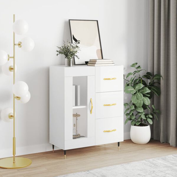 vidaXL Buffet Blanc brillant 69,5x34x90 cm Bois d'ingénierie