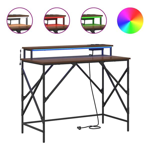 vidaXL Bureau Ch&ecirc;ne brun 100 x 50 x 86,5 cm Bois d'ing&eacute;nierie