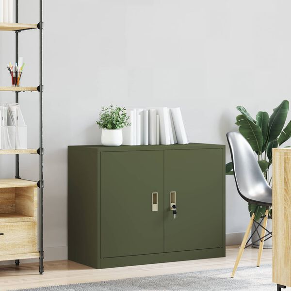 vidaXL Armoire de rangement Vert olive 90 x 40 x 70 cm Acier