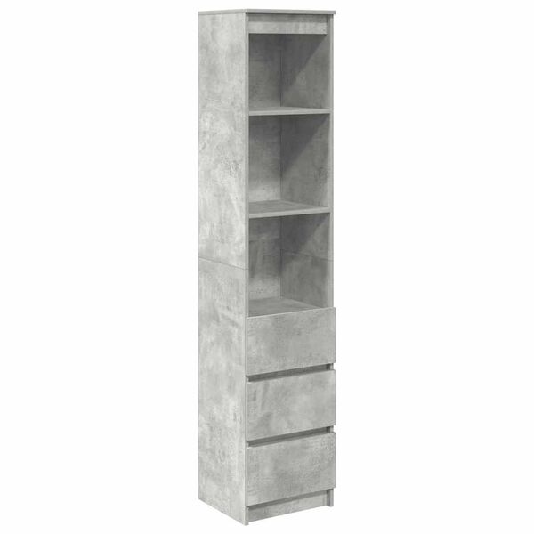 vidaXL Buffet haut gris béton 37,5x35x180 cm bois d'ingénierie