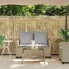vidaXL Canapé de jardin 2places coussins et table beige résine tressée