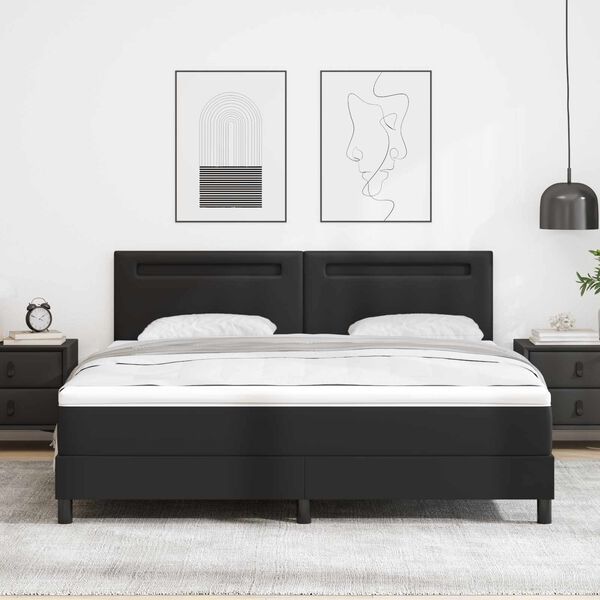 vidaXL Lit &agrave; ressorts avec matelas Noir 180 x 200 cm Simili cuir