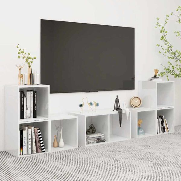 vidaXL Ensemble de meubles TV 6 pcs Blanc brillant Bois d'ing&eacute;nierie