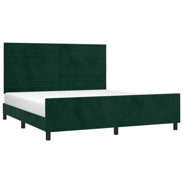 vidaXL Cadre de lit sans matelas vert fonc&eacute; 160x200 cm velours