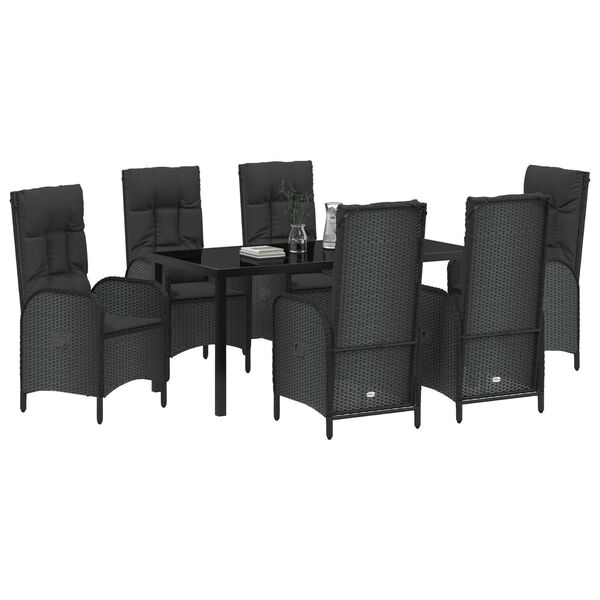 vidaXL Ensemble de salle &agrave; manger pour jardin 7 pcs Noir polyrotin