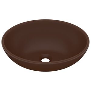 vidaXL Lavabo ovale de luxe Marron fonc&eacute; mat 40x33 cm C&eacute;ramique