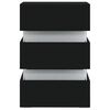 vidaXL Table de chevet à LED Noir 45x35x67 cm Bois d'ingénierie