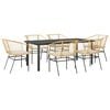 vidaXL Ensemble &agrave; manger jardin coussins 7pcs marron poly rotin verre