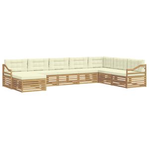 vidaXL Ensemble de canap&eacute;s d'ext&eacute;rieur 8 pc Blanc et cr&egrave;me Polyester