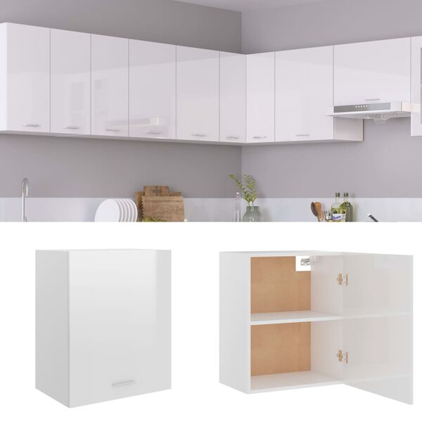 vidaXL Armoire suspendue "Lyon" Blanc brillant 50 x 31 x 60 cm Bois d'ingénierie