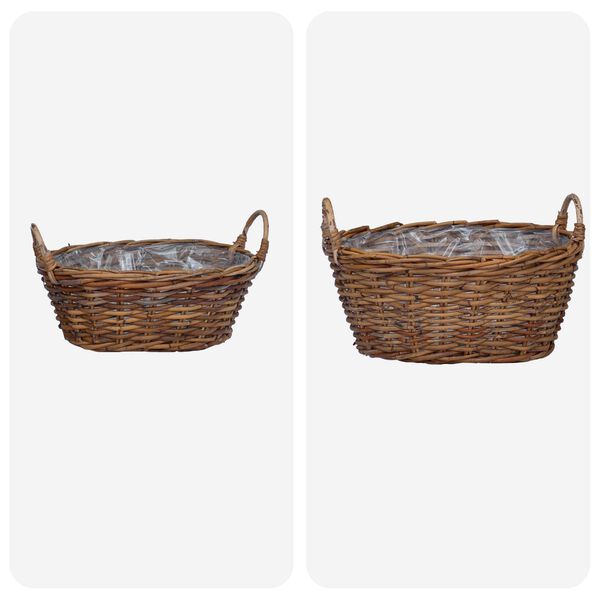 vidaXL Panier de Plante avec stockage 2 pcs Marron Rattan Lacak