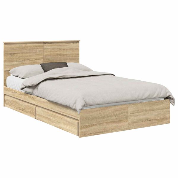 vidaXL Lit de Rangement Ch&ecirc;ne Sonoma 120 x 190 cm Bois d'ing&eacute;nierie