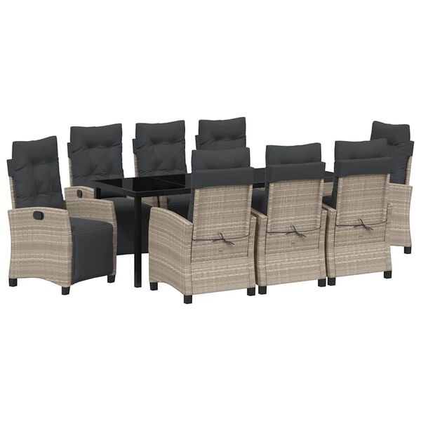 vidaXL Ensemble de salle &agrave; manger pour jardin 9 pcs Gris clair