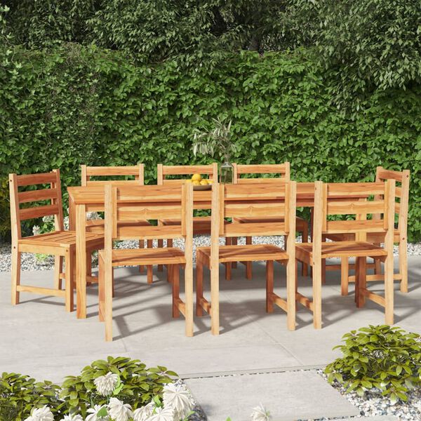 vidaXL Ensemble &agrave; manger de jardin 9 pcs Bois de teck solide