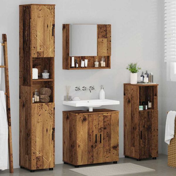 vidaXL Ensemble de mobilier de salle de bain 4 pcs Bois Ancien
