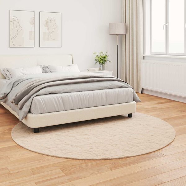 vidaXL Tapis en Fourrure Synth&eacute;tique de Lapin Olite Taupe &Oslash; 200 cm
