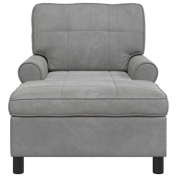 vidaXL Chaise longue avec coussin Gris clair 91 x 157 x 91 cm Velours