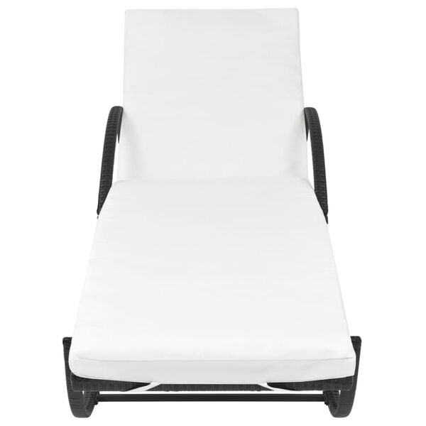 vidaXL Chaise longue avec coussin et table Résine tressée Noir