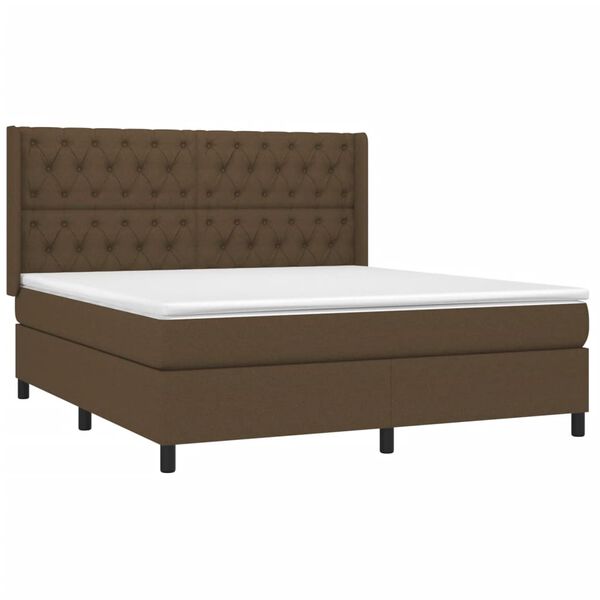 vidaXL Sommier &agrave; lattes de lit matelas et LED Marron fonc&eacute; 160x200 cm