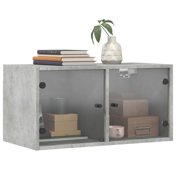 vidaXL Armoire murale avec portes en verre gris b&eacute;ton 68,5x37x35 cm