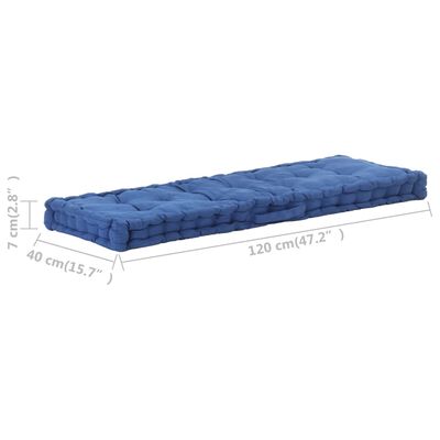 vidaXL Coussin de plancher de palette Coton 120x40x7 cm Bleu clair
