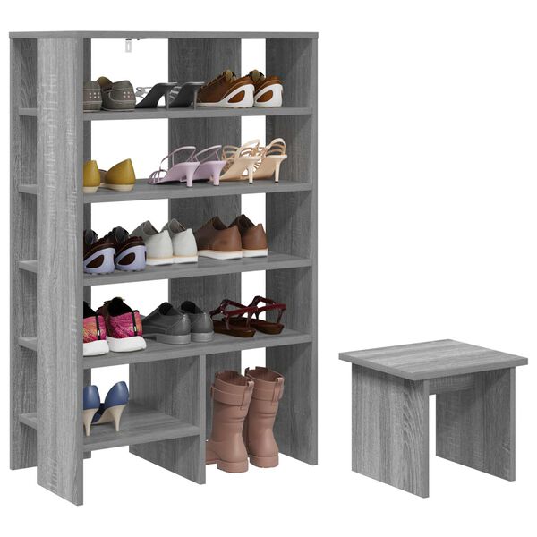 vidaXL Cabinet &agrave; chaussures 2 pcs Gris Sonoma Bois d'ing&eacute;nierie