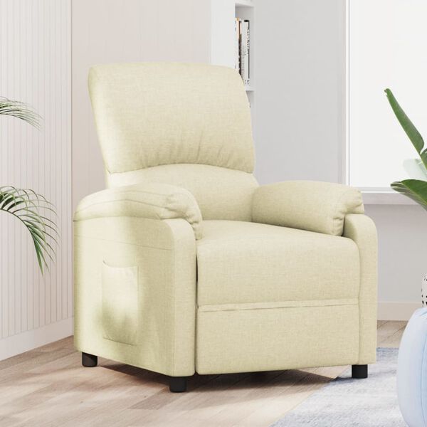 vidaXL Fauteuil inclinable Cr&egrave;me Tissu