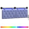 vidaXL T&ecirc;te de lit suspendue Avec lumi&egrave;re LED Bleu denim Tissu