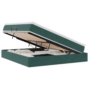 vidaXL Lit avec rangement et matelas Vert fonc&eacute; 180 x 200 cm Velours