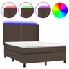 vidaXL Sommier &agrave; lattes de lit matelas LED Marron 140x190cm Similicuir