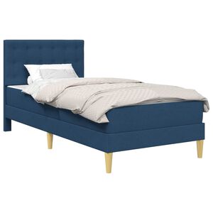 vidaXL Cadre de lit avec matelas Bleu 90 x 190 cm Tissu