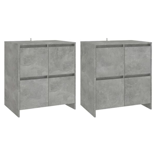 vidaXL Buffets 2 pcs Gris b&eacute;ton 70x41x75 cm Bois d'ing&eacute;nierie