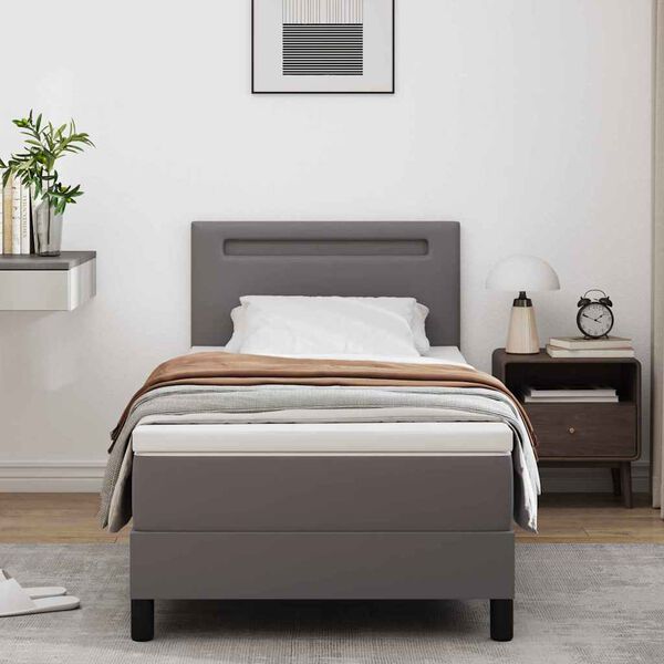 vidaXL Lit &agrave; ressorts avec matelas Gris 90 x 190 cm Simili cuir