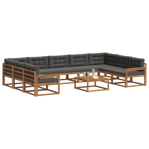 vidaXL Ensemble de canap&eacute;s d'ext&eacute;rieur 10 pcs Naturel et Anthracite