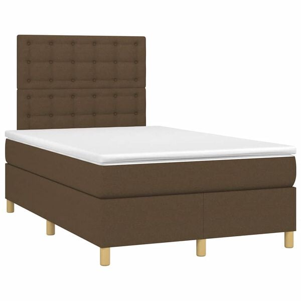 vidaXL Sommier &agrave; lattes de lit matelas et LED marron fonc&eacute; 120x190 cm