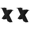 vidaXL Pieds de table basse en forme de X, 2 pi&egrave;ces, noir, 60 x (30-31) cm, acier