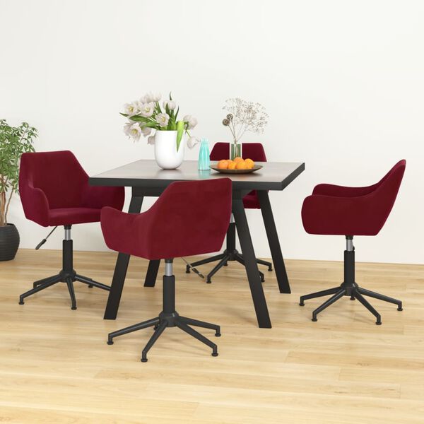 vidaXL Chaises &agrave; manger pivotantes lot de 4 rouge bordeaux velours