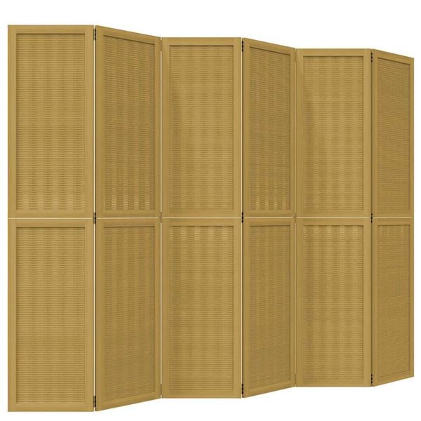 vidaXL Cloison de s&eacute;paration 6 panneaux marron bois paulownia massif