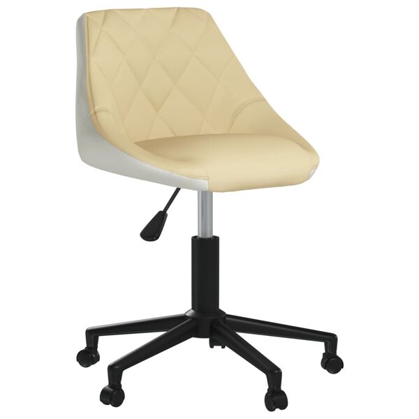 vidaXL Chaises &agrave; manger pivotantes lot de 2 cr&egrave;me et blanc similicuir