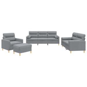 vidaXL Ensemble de canap&eacute;s 4 pcs coussins gris clair tissu