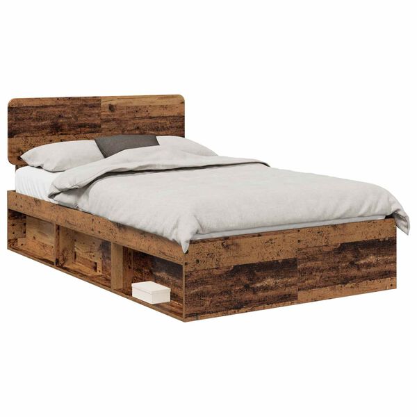 vidaXL Cadre de lit Bois ancien 135 x 190 cm Pin massif