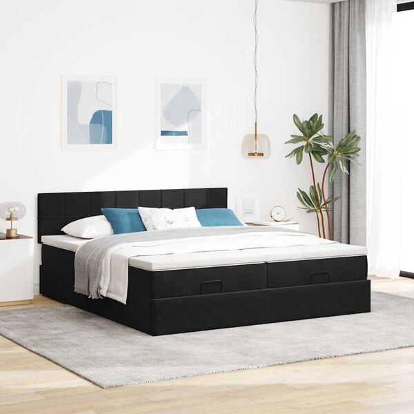VidaXL Cadre de lit ottoman avec matelas noir 180x200cm velours