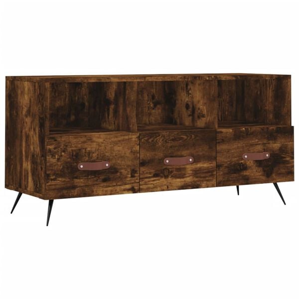 vidaXL Meuble TV ch&ecirc;ne fum&eacute; 102x36x50 cm bois d'ing&eacute;nierie