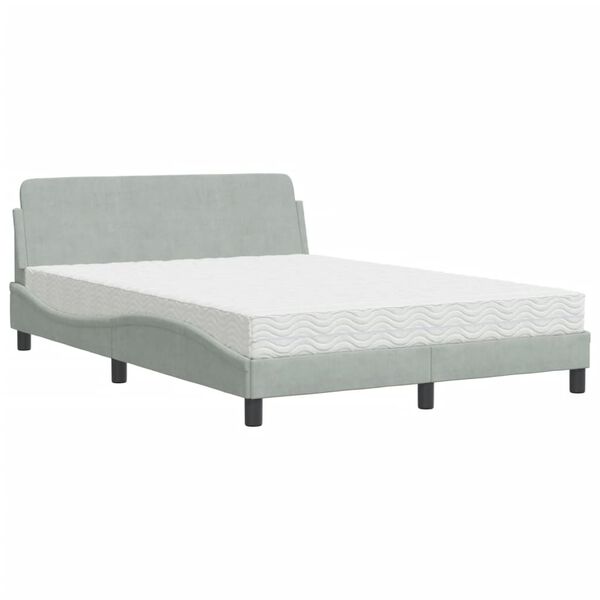 vidaXL Lit avec matelas Dover gris clair 120x200 cm velours